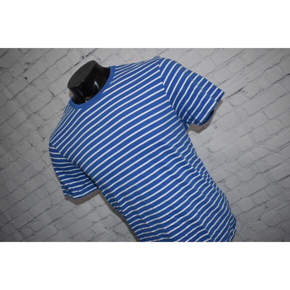 J Crew Shirt Mens Size XL Cotton Blue Striped Short Sleeve - Picture 1 of 5